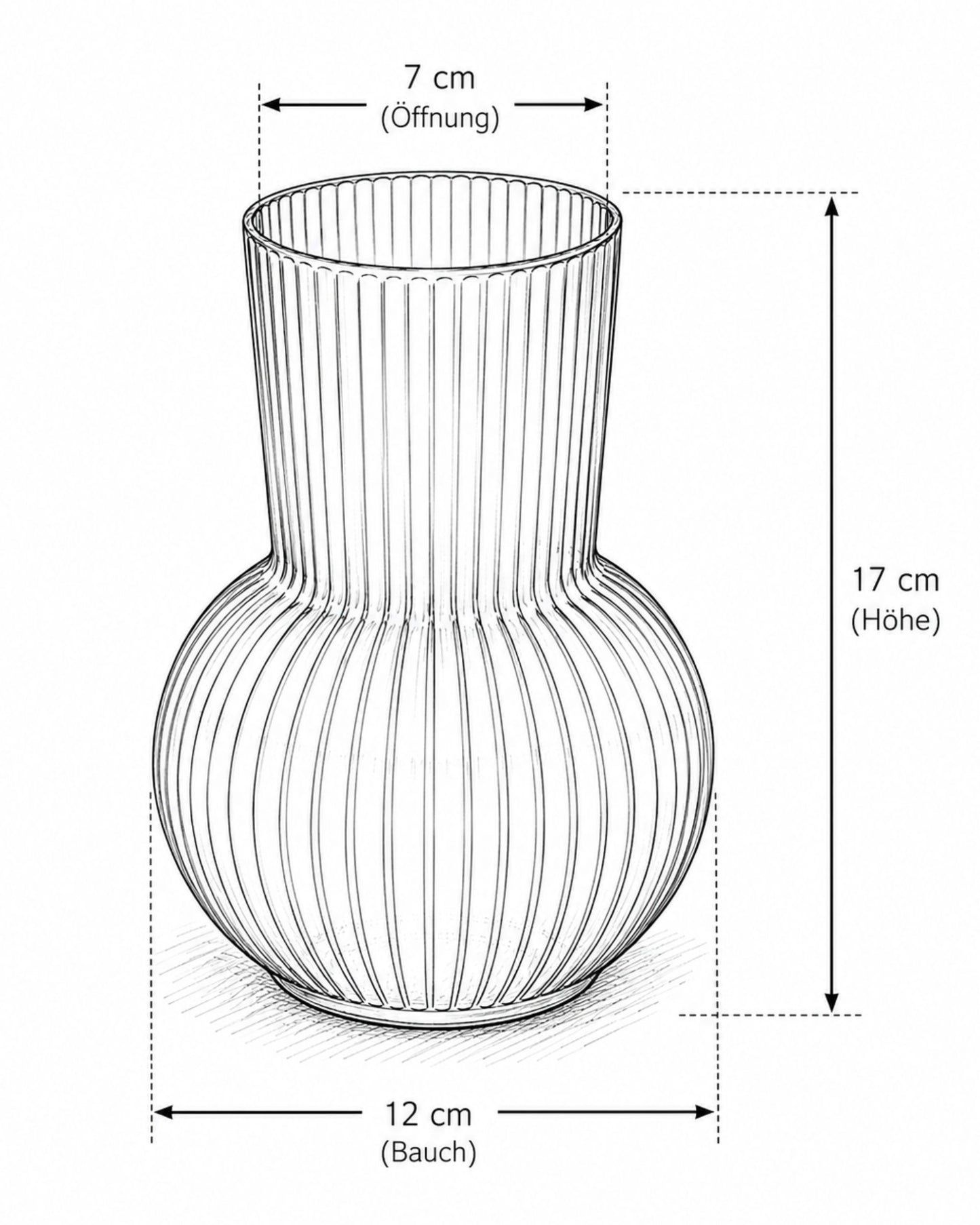 Glasvase Ova – Geriffelte Design-Vase aus Glas (17 cm)
