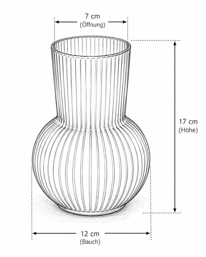 Glasvase Ova – Geriffelte Design-Vase aus Glas (17 cm)
